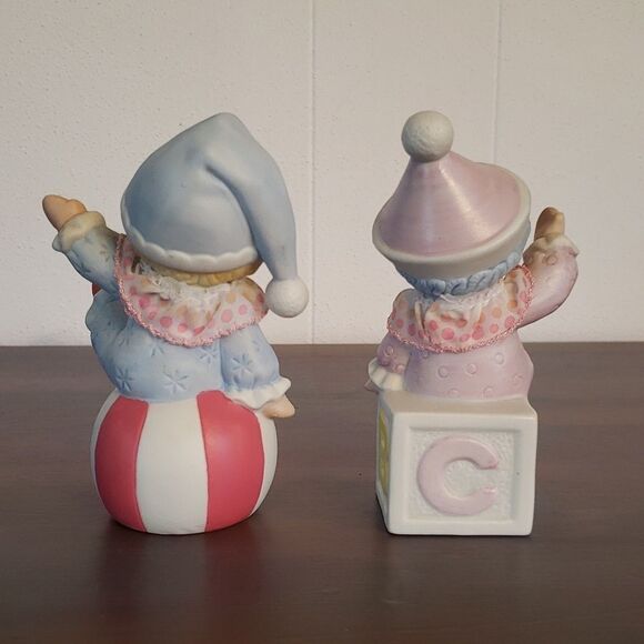 Vintage Set of 2 Homco Baby Ceramic Clown Figurines 1980 - #1451 - Picture 3 of 9